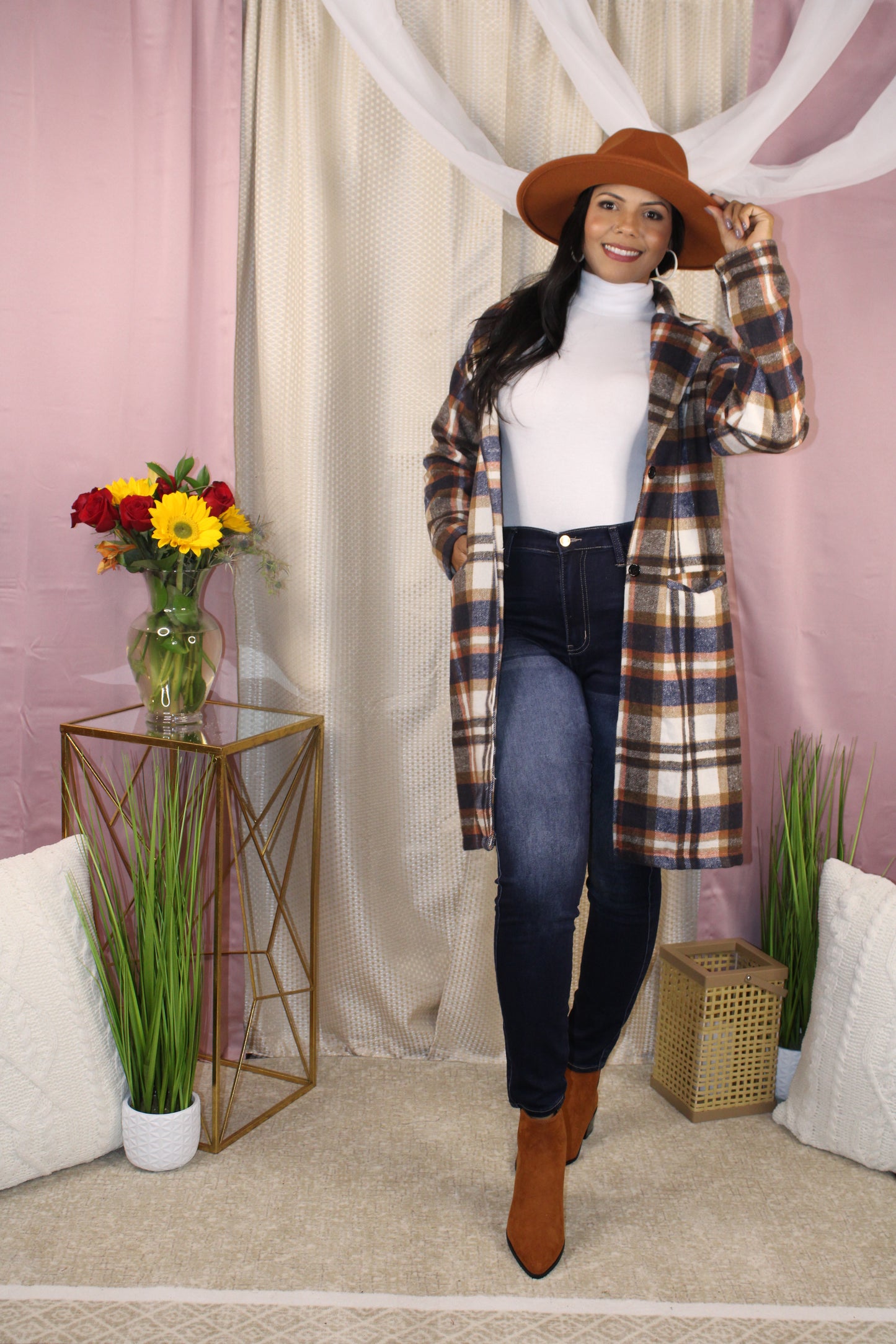 Rae Plaid Print Coat